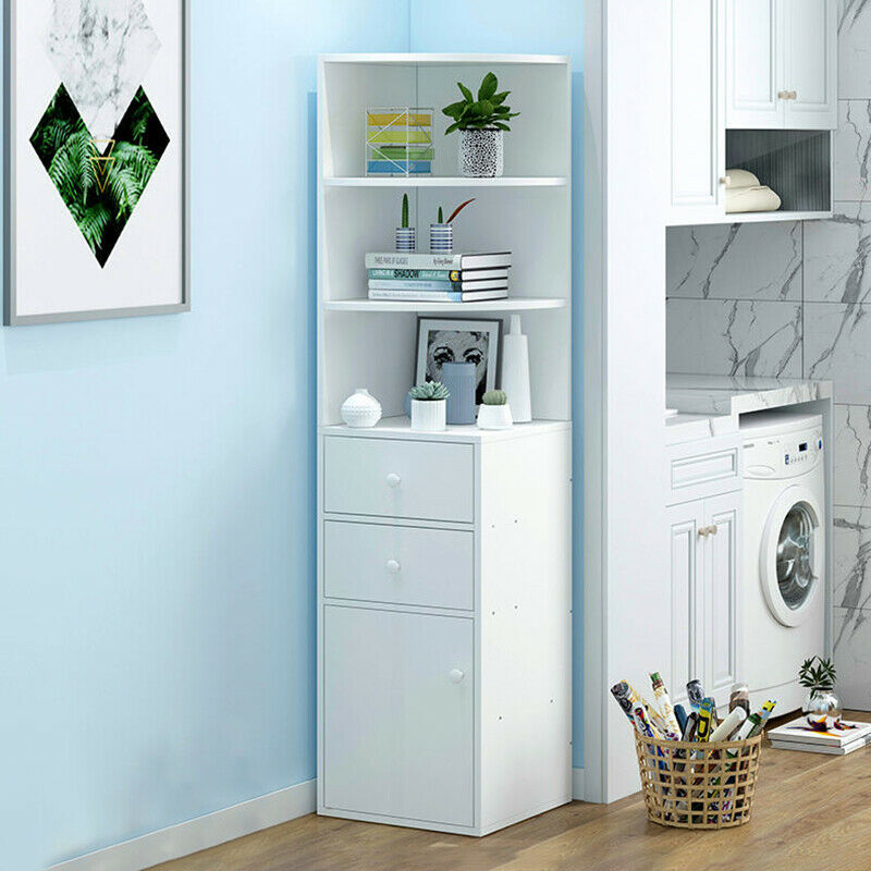 Storage Cabinet Cupboard Unit Bookcase Bookshelf 3 Shelf Display Drawer Door UK