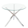 ROUND DINING TABLE-Clear Tempered Glass Top/Chrome X Legs Kitchen Dinning RoomUK