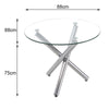 ROUND DINING TABLE-Clear Tempered Glass Top/Chrome X Legs Kitchen Dinning RoomUK