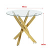 ROUND DINING TABLE-Clear Tempered Glass Top/Chrome X Legs Kitchen Dinning RoomUK