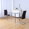 Rectangular Glass Dining Table and 2/4 Chair Faux Leather Padded Seat Chrome Leg