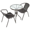 Brown Wicker Bistro Set Table and Chairs Indoor Outdoor Patio Garden Furniture