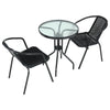 Black Wicker Bistro Set Table Chair Patio Garden In/Outdoor Furniture Diner Home