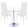 Glass Dining Table And 2/4 White Padded Chairs Set Office Home Kitchen Furniture