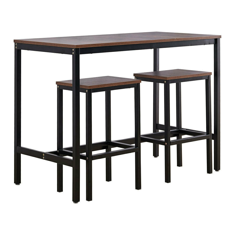 Kitchen Dining Set Steel 2/4Chairs+Tables Wood Seat Retro France Bistro Bar Cafe