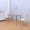 Rectangular Glass Dining Table and 2/4 Chair Faux Leather Padded Seat Chrome Leg