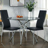 100CM Glass Dining Table Leather 2/4Chairs Set Kitchen Home Furniture Dinner Set