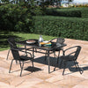 Garden Furniture Set Large Metal Glass Table & Chairs Outdoor Patio Parasol Hole