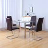Rectangular Glass Dining Table and 2/4 Chair Faux Leather Padded Seat Chrome Leg
