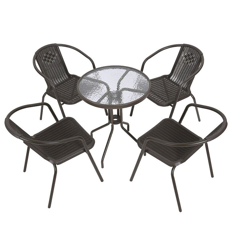 Brown Wicker Bistro Set Table and Chairs Indoor Outdoor Patio Garden Furniture