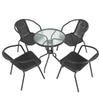 Black Wicker Bistro Set Table Chair Patio Garden In/Outdoor Furniture Diner Home
