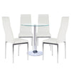 Glass Dining Table And 2/4 White Padded Chairs Set Office Home Kitchen Furniture