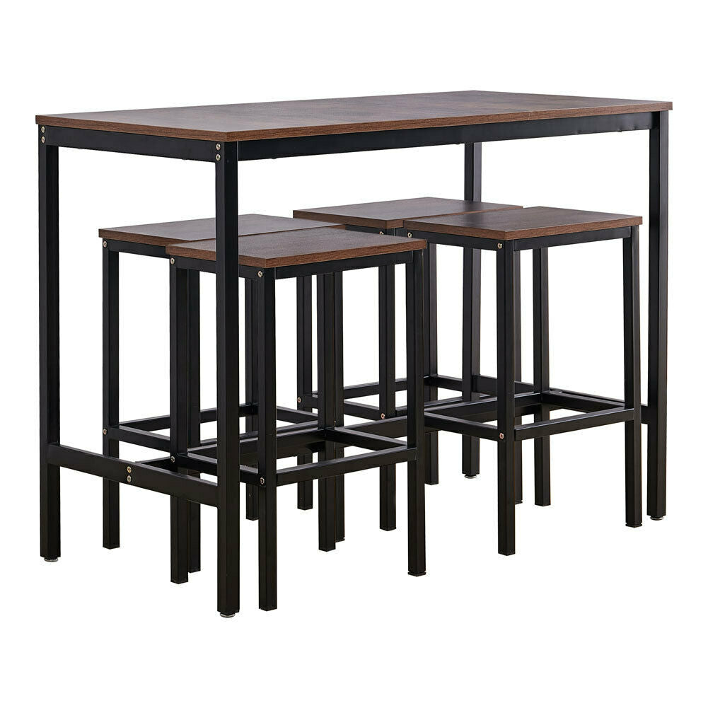 Kitchen Dining Set Steel 2/4Chairs+Tables Wood Seat Retro France Bistro Bar Cafe