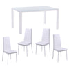 Dining Glass Table and 4 PU Chairs Set Kitchen Dinning Room Bistro Cafe Style UK