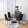 3/5pc Set Black Glass Dining Table And 2/4 Chairs Kitchen Balcony Cafe Furniture