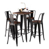 Wood Top Industrial Retro Iron Bar Table And 2/4 Seater Stool Set Kitchen Dining