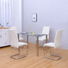 Rectangular Glass Dining Table and 2/4 Chair Faux Leather Padded Seat Chrome Leg