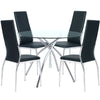 100CM Glass Dining Table Leather 2/4Chairs Set Kitchen Home Furniture Dinner Set