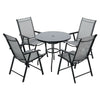 Black Parasol Table Dining Set Garden Folding Chairs 2/4 Seaters Patio Bistro UK