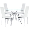 White Dinner Table&Chair Set Chrome Glass Dining Table or Faux Leather Chairs UK
