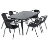 Garden Furniture Set Large Metal Glass Table & Chairs Outdoor Patio Parasol Hole