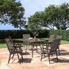 2/4/6 Seater Outdoor Garden Patio Brown Furniture Set Glass Table+Folding Chairs