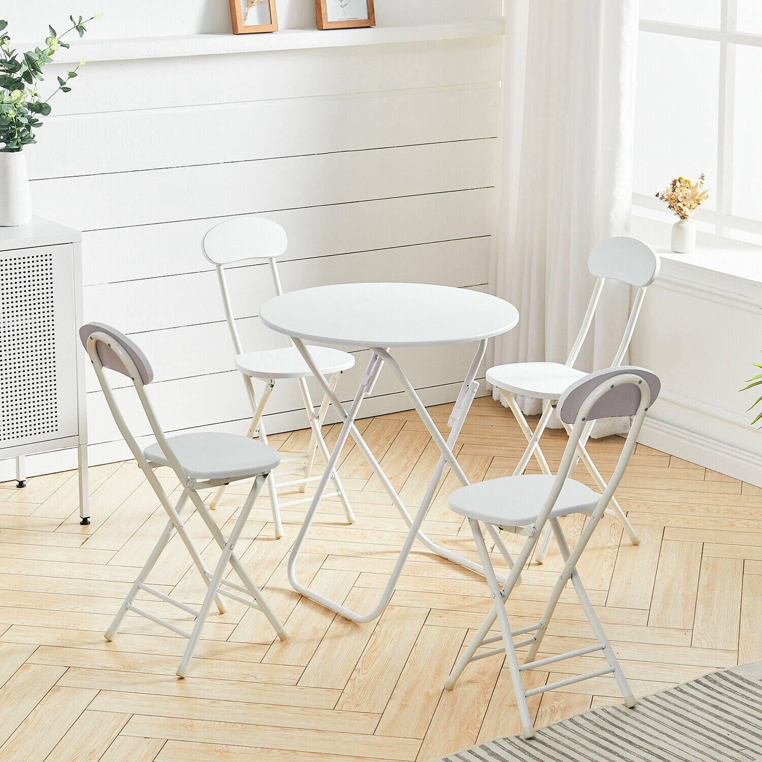 60/70/80cm Round Dining Table +2/4 Chairs Set Kitchen Folding Lounge Home Office