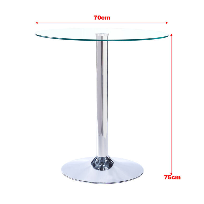 Glass Dining Table And 2/4 White Padded Chairs Set Office Home Kitchen Furniture