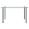 Rectangular Glass Dining Table and 2/4 Chair Faux Leather Padded Seat Chrome Leg