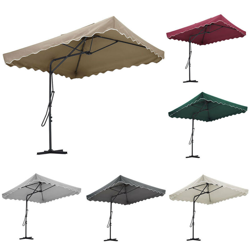 SQUARE GARDEN CANTILEVER PARASOL WITH CRANK FOR PATIO SUN SHADE HANGING UMBRELLA