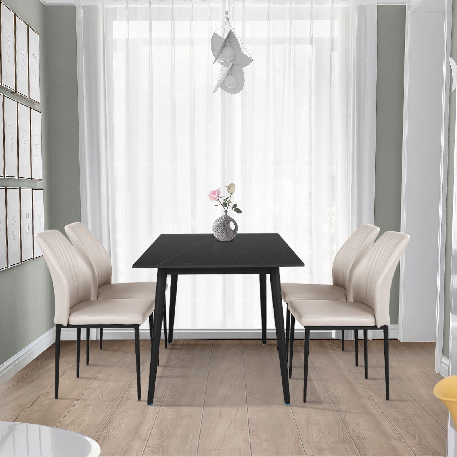 Dining Table Set Scratch-proof Slate Table and Set of 4 / 6 Chairs Kitchen Room