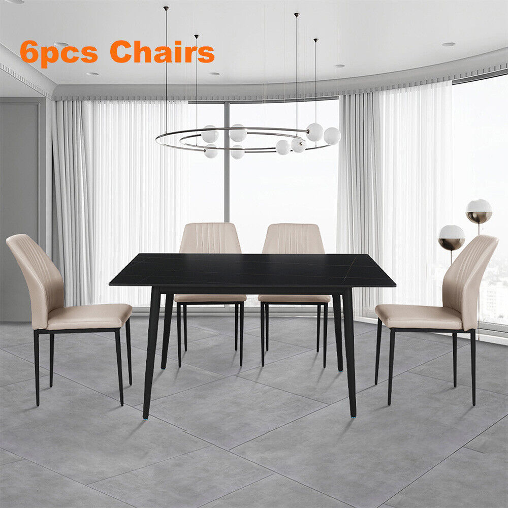 Dining Table Set Scratch-proof Slate Table and Set of 4 / 6 Chairs Kitchen Room