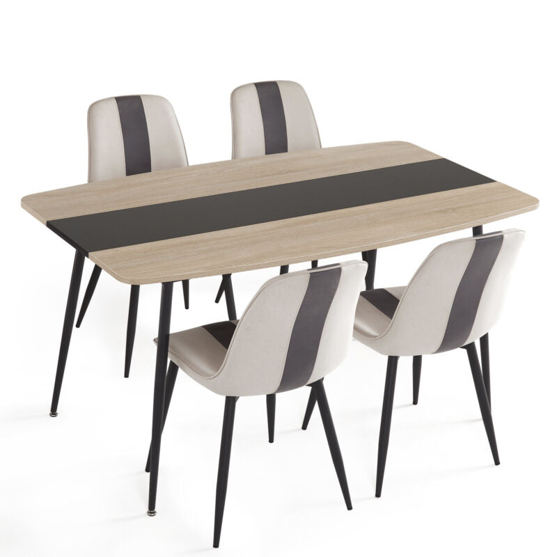 Mondeer Dining Room Sets Dining Table and 4/6 Upholstered Chairs with Metal Legs