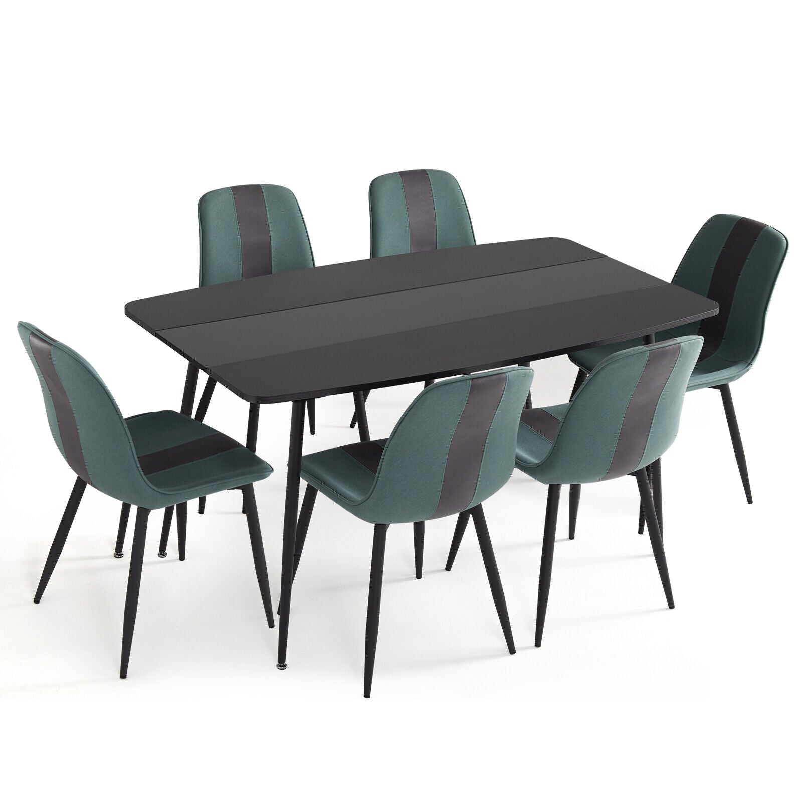 Mondeer Dining Table and 4/6 Upholstered Chairs with Metal Legs Dining Kitchen