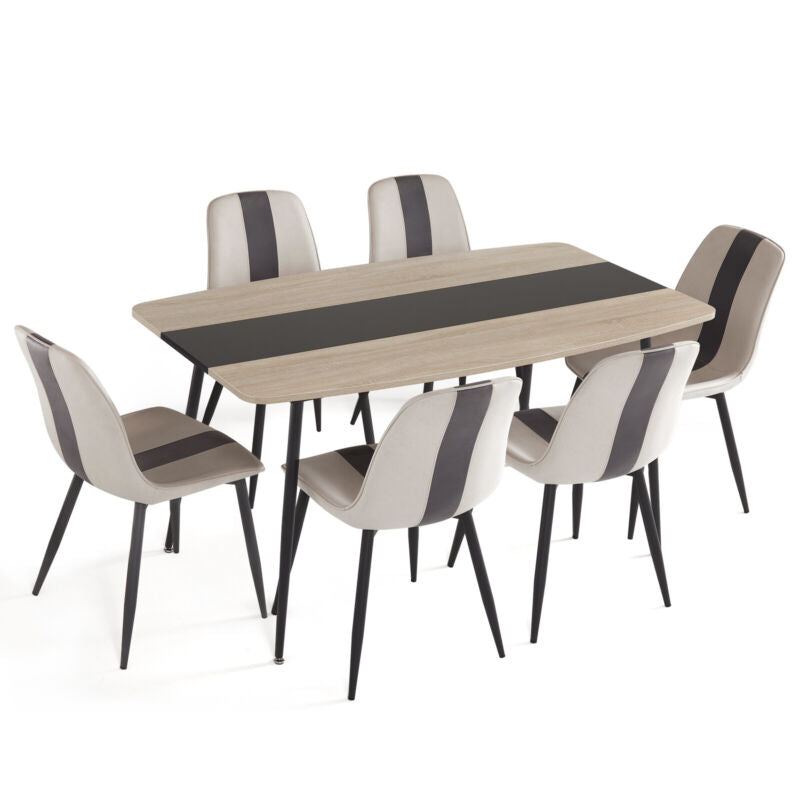 Mondeer Dining Room Sets Dining Table and 4/6 Upholstered Chairs with Metal Legs