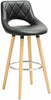 1x Breakfast Bar Stool Leather Stool Kitchen Bar Chair Wood Legs with footrest