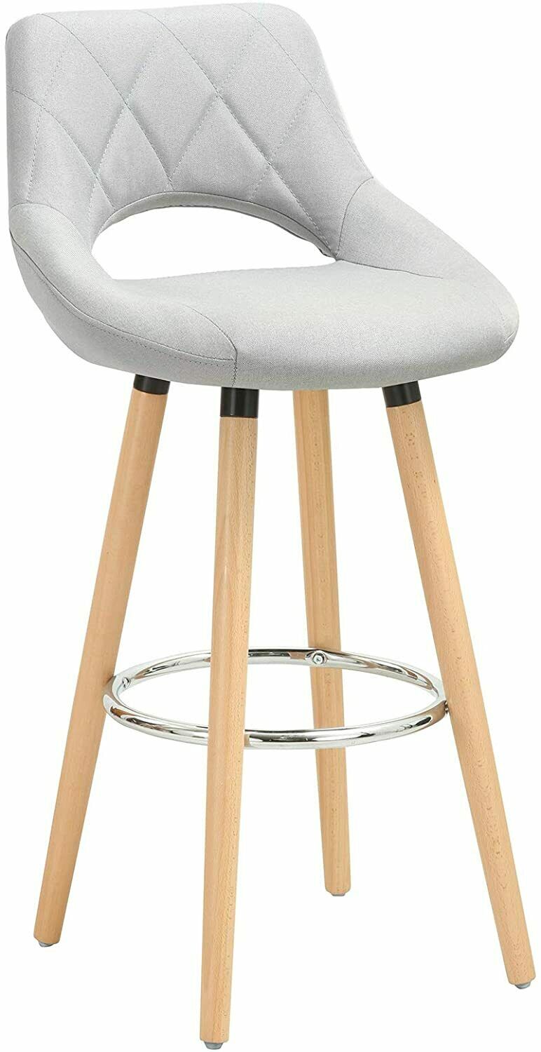 1x Breakfast Bar Stool Leather Stool Kitchen Bar Chair Wood Legs with footrest