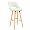 1x Breakfast Bar Stool Leather Stool Kitchen Bar Chair Wood Legs with footrest