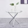 4x Velvet PU Leather Dining Chairs&Round Tempered Glass Dining Table Dining Set