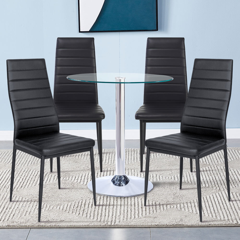 Small Tempered Glass Top Table And 2/4 Chairs Breakfast Bar Kitchen Dining Room