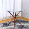 Round Tempered Glass Dining Table Set Or 2/4 PU Leather Chairs Kitchen Furniture