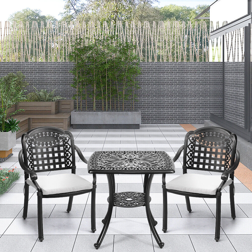 Cast Aluminium Dining Table&2/4 Chairs Set Garden Bistro Outdoor Metal Furniture