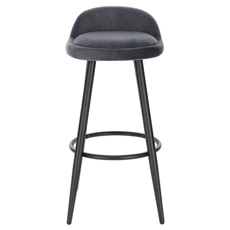 1/2x Breakfast Bar Stool Velvet Padded High Counter with Backrest Chair Barstool
