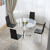Chrome Kitchen Furniture Glass Dining Table 2 4 6 Leather Chair Round Glass Desk