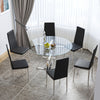Chrome Kitchen Furniture Glass Dining Table 2 4 6 Leather Chair Round Glass Desk