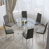 Chrome Kitchen Furniture Glass Dining Table 2 4 6 Leather Chair Round Glass Desk