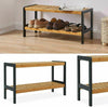 NEW 2 TIER NATURAL WOODEN BAMBOO SHOE RACKS STORAGE ORGANISER STAND SHELF UNIT