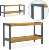 NEW 2 TIER NATURAL WOODEN BAMBOO SHOE RACKS STORAGE ORGANISER STAND SHELF UNIT