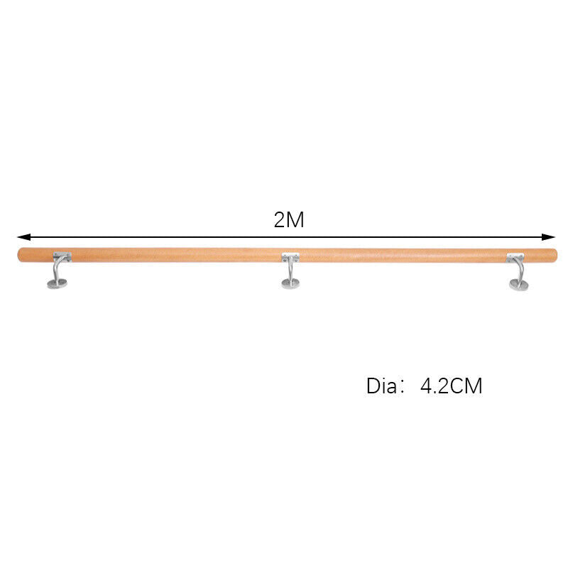 42mm Round Stair Handrail Wooden Bannister Balustrade Stainless Steel Brackets