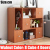 WOODEN 8 CUBE STORAGE UNIT CUPBOARD BOOKCASE SHELVING DISPLAY SHELVES W/4 DOORS